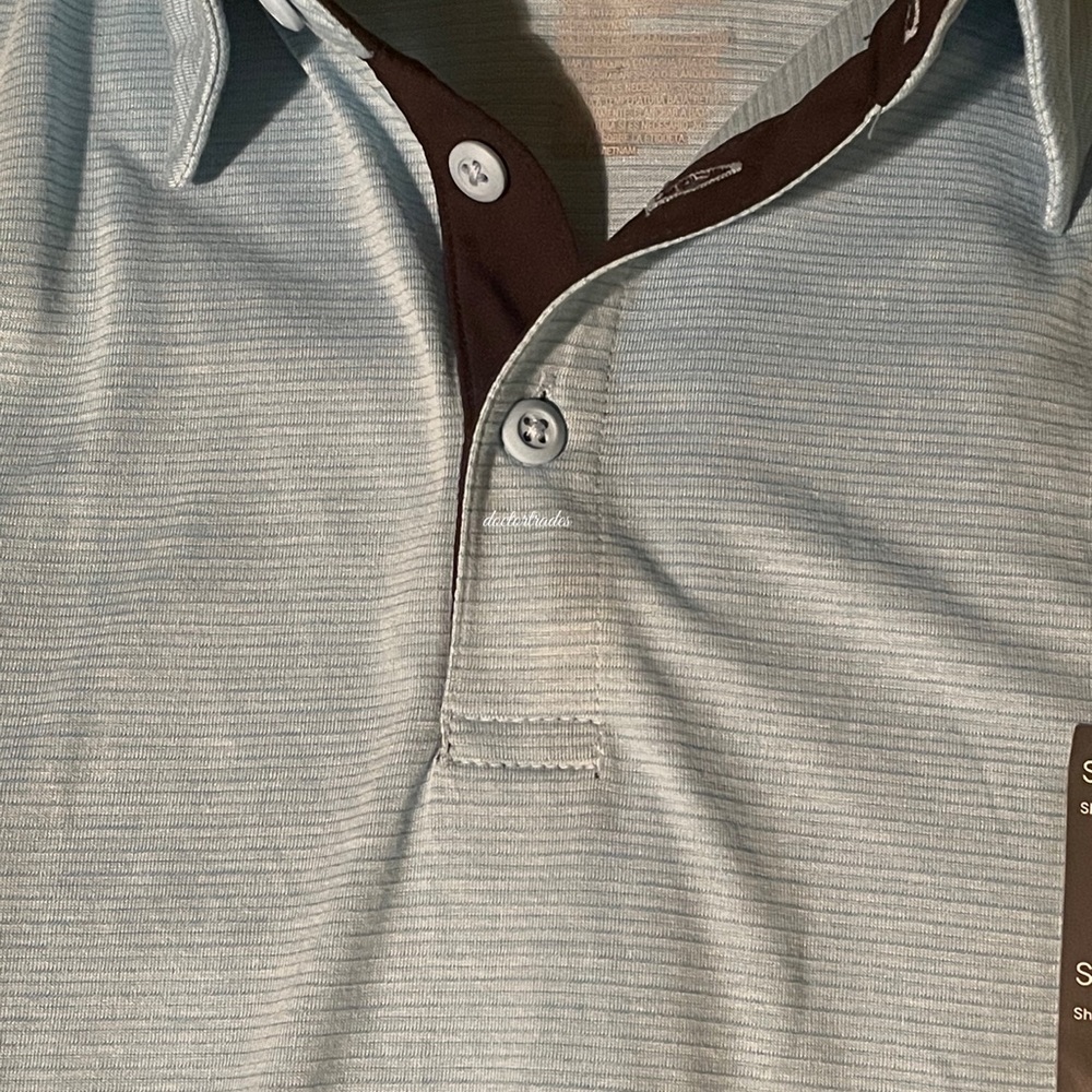 NWT New Men's Jersey Golf Polo Shirt All in Motion Light blue Microstripe